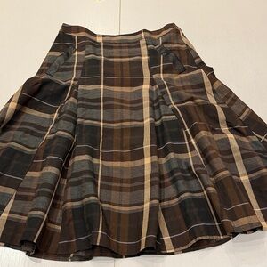 NY Collection Plaid A-Line Skirt in Brown and Black